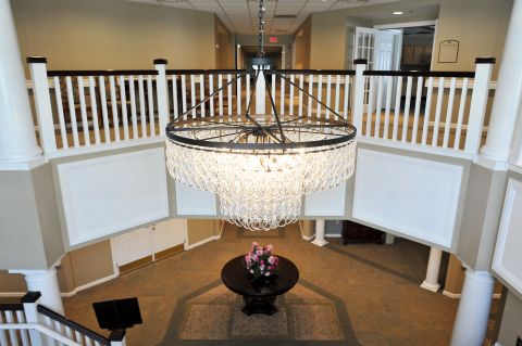 A chandelier at the Woodlawn Commons
