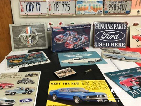 License plates and automobile memorabilia.