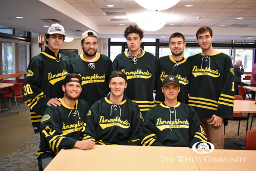 Skidmore hockey team visit The Wesley Community