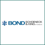 Bond Schoneck & King logo with teal with border