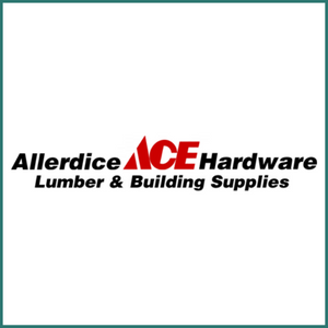 Allerdice Hardware logo with teal with border