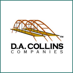 D.A Collins Companies logo with teal with border