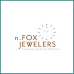 n.fox jewelers logo with teal with border