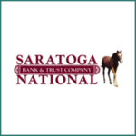 Saratoga National Bank logo with teal with border