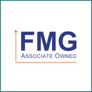FMG logo with teal with border