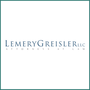 Lemery Greisler LLC logo with teal with border