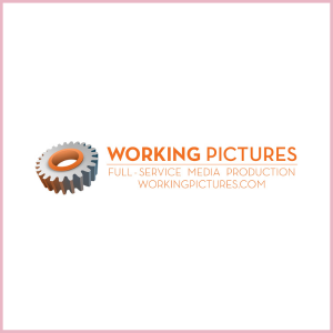Working pictures logo with pink border